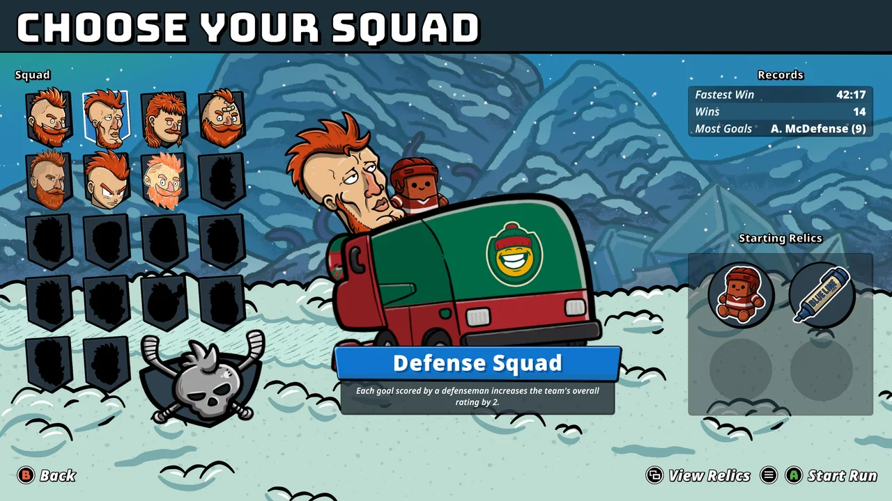 Official promotional Tape to Tape Squad-selection screenshot with Defense Squad selected